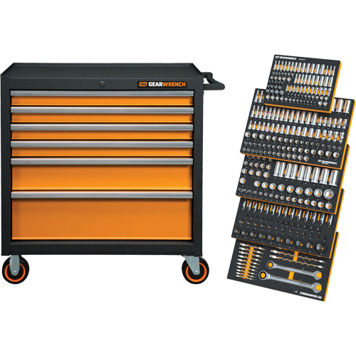MEGAMOD Metric Mechanics Tool Set in Modular Foam Trays with Rolling Cabinet, 358 Pieces Solutions industrielles ALPHA