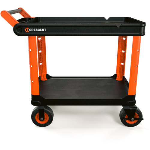 Chariot utilitaire industriel &agrave; 2 tablettes RAILWORKS avec roulettes de 8", 47" lo x 24-1/2" la x 37-4/5" h, Noir/Orange Solutions industrielles ALPHA