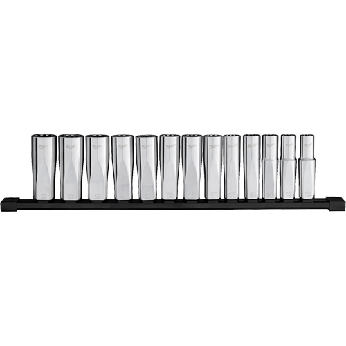 Jeu de douilles &agrave; puits profondes m&eacute;triques &agrave; 12 pans, 13 Mcx, Prise de 1/2", Profond Solutions industrielles ALPHA