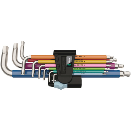Jeu de cl&eacute;s m&acirc;les 3950/9 Hex-Plus multicolores, 9 mcx, M&eacute;trique Solutions industrielles ALPHA