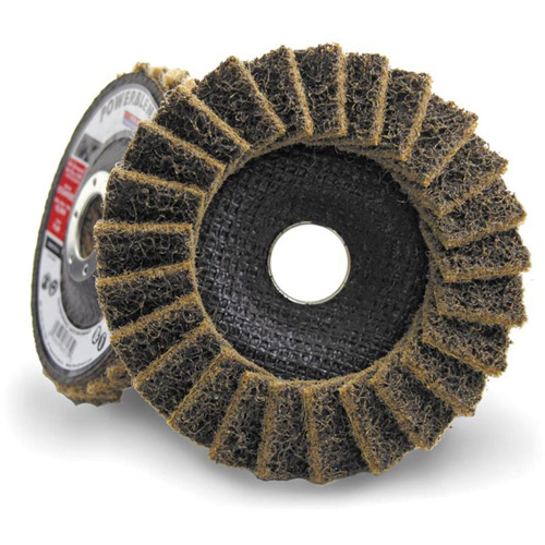 Disque &agrave; lamelles incurv&eacute; pour traitement de surface POWERBLEND SCD, 4-1/2" x 7/8", Type 29, Grain Cors&eacute; Solutions industrielles ALPHA