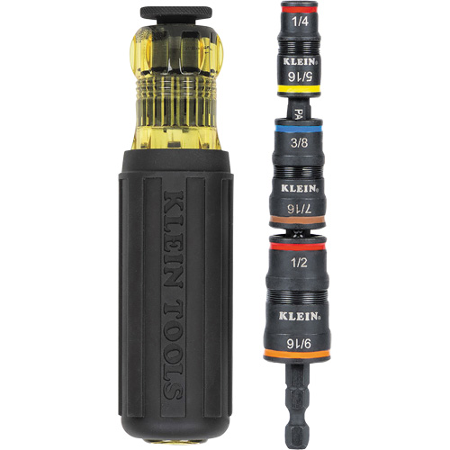 Jeu de douilles &agrave; chocs r&eacute;versibles 7 en 1 avec poign&eacute;e, Prise 1/2"/5/16"/1/4"/7/16"/9/16"/3/8', 7 mr Solutions industrielles ALPHA