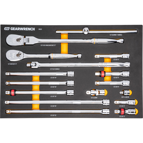 Ensemble d'outils &agrave; cliquet et d'entraînement 1/2" &agrave; 90 dents avec plateau de rangement en mousse Solutions industrielles ALPHA