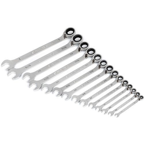 Jeu de cl&eacute;s &agrave; cliquets r&eacute;versibles SAE &agrave; 12 pans et 90 dents, Combinaison &agrave; cliquet, 14 morceaux, Imp&eacute;rial Solutions industrielles ALPHA