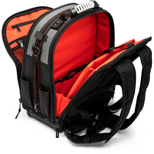 Tradesman Backpack, 18" L x 10" W, Black/Grey/Orange, Polyester Solutions industrielles ALPHA
