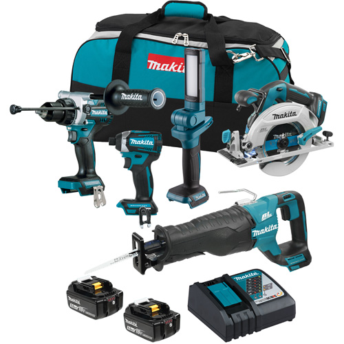 Ensemble de 5 outils sans fil LXT &agrave; moteur sans balais, Lithium-ion, 18 V Solutions industrielles ALPHA