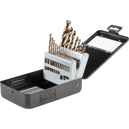 Jeu de forets en oxyde d'or, 21 morceaux, Acier rapide Solutions industrielles ALPHA