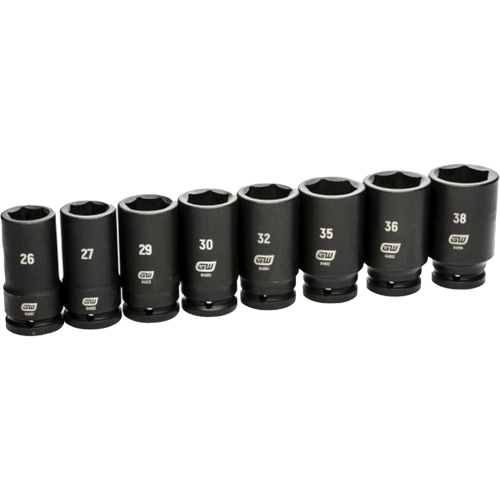 6 Point SAE Socket Set, 8 Pcs, Impact, 3/4" Drive Size, Deep Solutions industrielles ALPHA