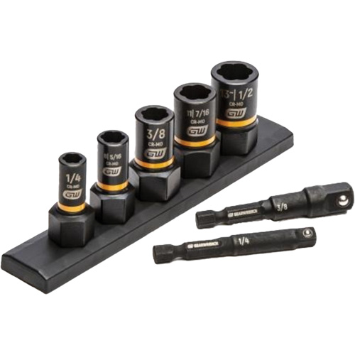 SAE Bolt Biter Extraction Socket Set, 7 Pcs, Impact, 1/4"/3/8" Drive Size Solutions industrielles ALPHA