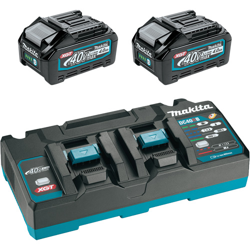 XGT Dual Port Rapid Charger Starter Kit with (2) 4 Ah Batteries, 40 V, Lithium-Ion Solutions industrielles ALPHA