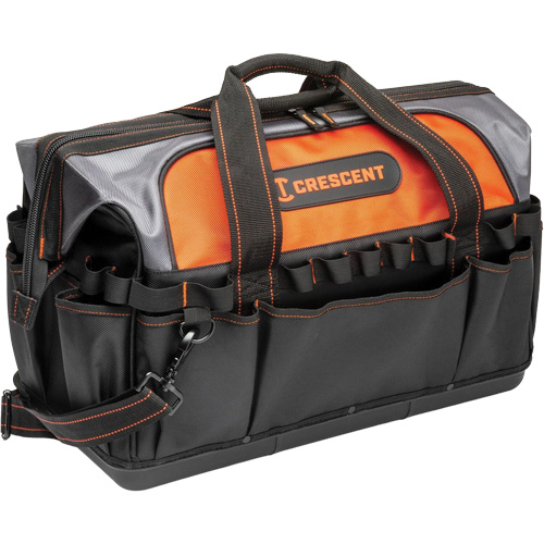 20" Contractor Tool Bag, 1680 Denier/Polyester, 31 Pockets, Black/Grey/Orange Solutions industrielles ALPHA