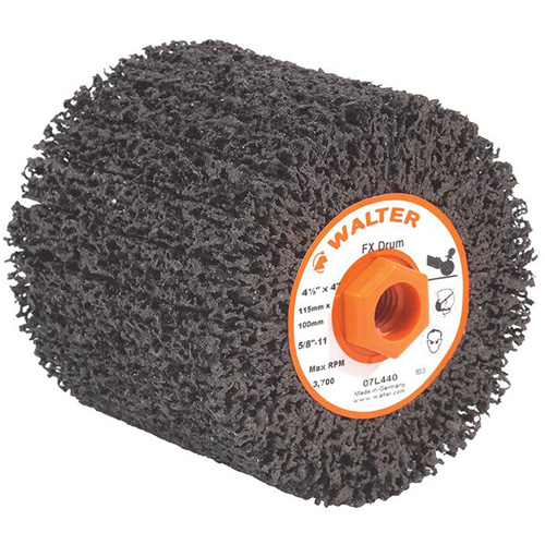 Tambour de finition FX, 4-1/4" dia. x 4" la, 5/8"-11 Arbre, Grain Cors&eacute; Solutions industrielles ALPHA