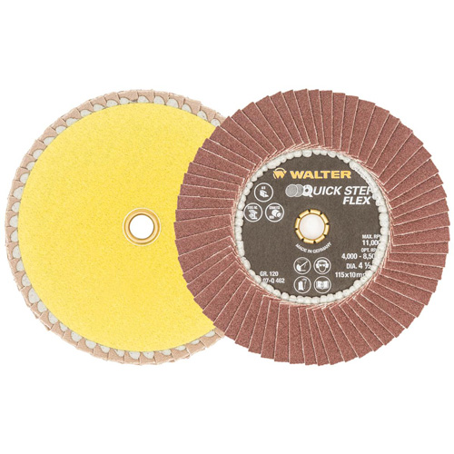Disque &agrave; lamelles QUICK-STEP FLEX, 4-1/2" x Type 29, Grain 120, Oxyde d'aluminium Solutions industrielles ALPHA