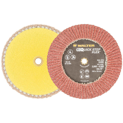 Disque &agrave; lamelles QUICK-STEP FLEX, 6" x Type 29, Grain 40, Oxyde d'aluminium Solutions industrielles ALPHA