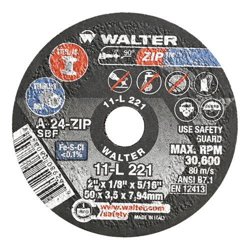 Meules &agrave; tronçonner renforc&eacute;es portatives de petit diam&egrave;tre - Zip, 2" x 1/8", Arbre de 5/16", Type 1, Oxyde d'aluminium, 31000 Tr/min Solutions industrielles ALPHA