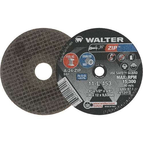 Meule &agrave; tronçonner Zip, 4" x 1/2", Arbre de 3/8", Type 1 Solutions industrielles ALPHA