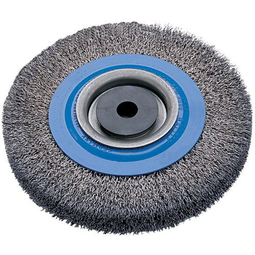 Crimped Wire Bench Wheel Brush, 8" Dia., 0.0118" Fill, 5/8" - 1-1/4" Arbor Solutions industrielles ALPHA