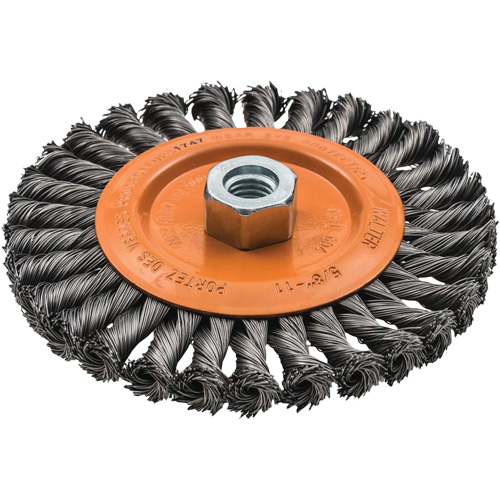 Wide Knotted Wire Wheel Brush, 5/8"-11 Arbor, Steel Solutions industrielles ALPHA
