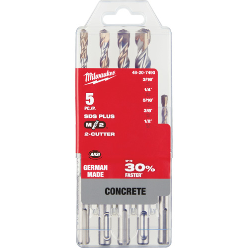 Jeu de forets pour marteau perforateur M/2 SDS-Plus, 5 morceaux, Carbure Solutions industrielles ALPHA