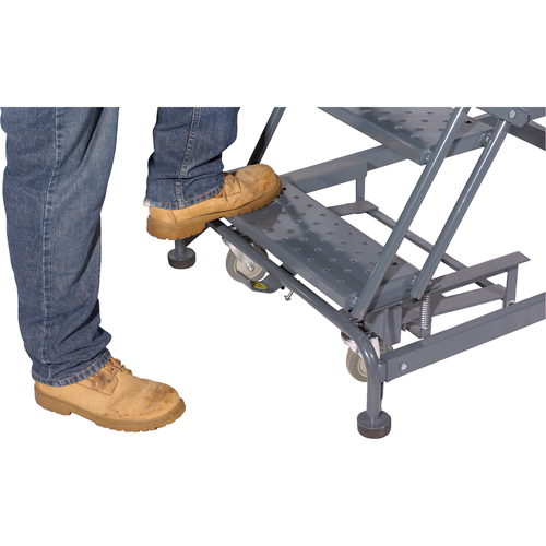 Weight Actuated Lockstep Rolling Ladders, 6 Steps, 24" Step Width, 60" Platform Height, Steel Solutions industrielles ALPHA