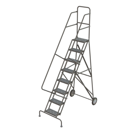 &eacute;chelles roulantes en acier, 8 marches, Largeur de la marche 16", Hauteur de la plateforme 80", Acier Solutions industrielles ALPHA