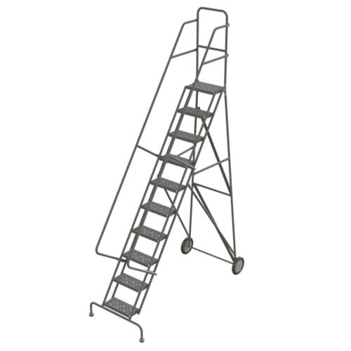 &eacute;chelles roulantes en acier, 10 marches, Largeur de la marche 16", Hauteur de la plateforme 100", Acier Solutions industrielles ALPHA