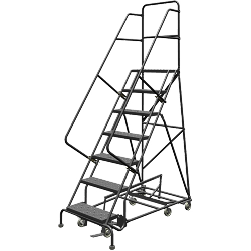 &eacute;chelles roulantes multidirectionnelles, 7 marches, Largeur de la marche 24", Hauteur de la plateforme 70", Acier Solutions industrielles ALPHA