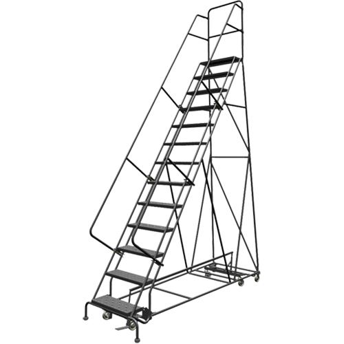 &eacute;chelles roulantes multidirectionnelles, 13 marches, Largeur de la marche 24", Hauteur de la plateforme 130", Acier Solutions industrielles ALPHA