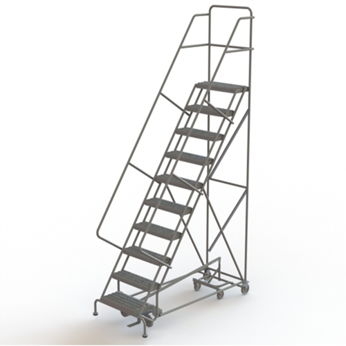 &eacute;chelles roulantes multidirectionnelles, 10 marches, Largeur de la marche 24", Hauteur de la plateforme 100", Acier Solutions industrielles ALPHA