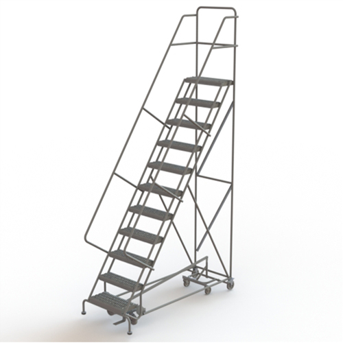 &eacute;chelles roulantes multidirectionnelles, 11 marches, Largeur de la marche 24", Hauteur de la plateforme 110", Acier Solutions industrielles ALPHA
