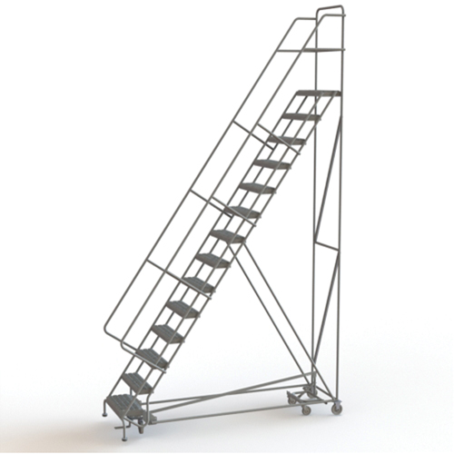 &eacute;chelles roulantes multidirectionnelles, 14 marches, Largeur de la marche 24", Hauteur de la plateforme 140", Acier Solutions industrielles ALPHA