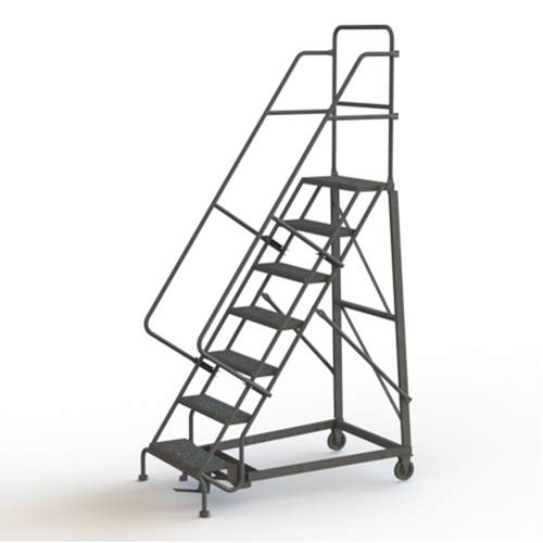 Heavy Duty Rolling Ladder, 7 Steps, 24" Step Width, 70" Platform Height, Steel Solutions industrielles ALPHA