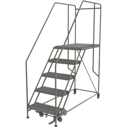 Plateforme de travail mobile, Acier, 5 Marches, 50" ha, 35" p, 24" Marche, Stri&eacute; Solutions industrielles ALPHA