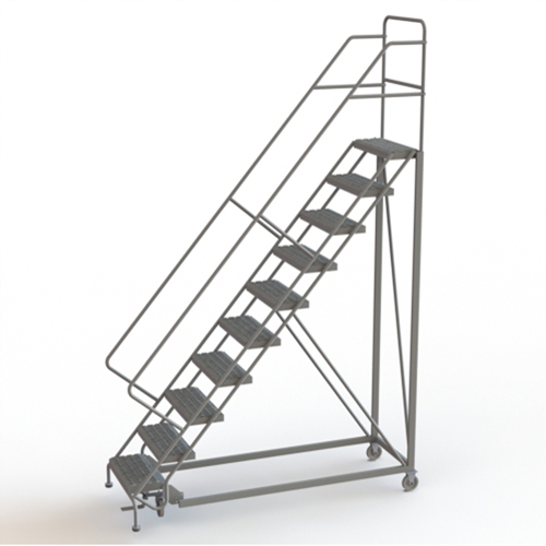 Safety Slope Rolling Ladder, 10 Steps, Serrated, 50° Incline, 100" High Solutions industrielles ALPHA