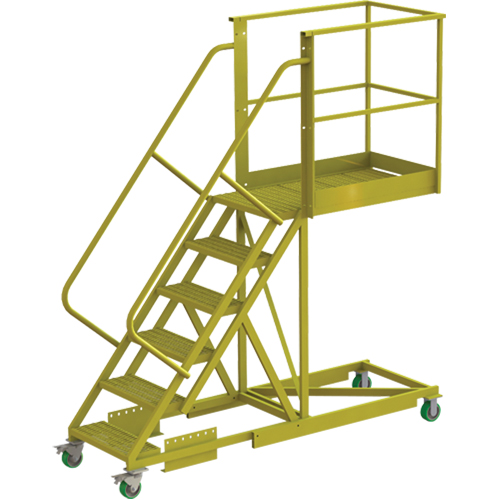 Cantilever Rolling Ladder, Supported, 6 Steps, 40" Platform Depth, 60" Platform Height Solutions industrielles ALPHA
