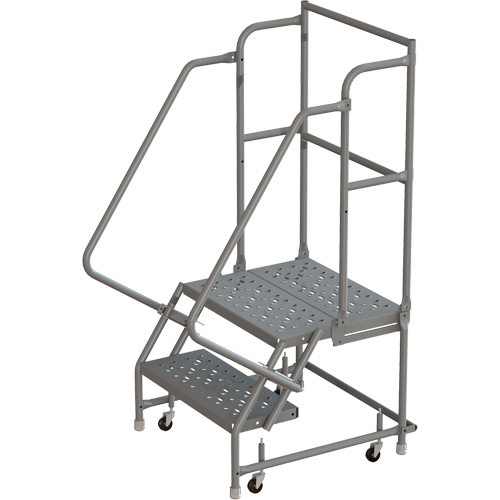 Deep Top Step Rolling Ladder, 2 Steps, 16" Step Width, 20" Platform Height, Steel Solutions industrielles ALPHA