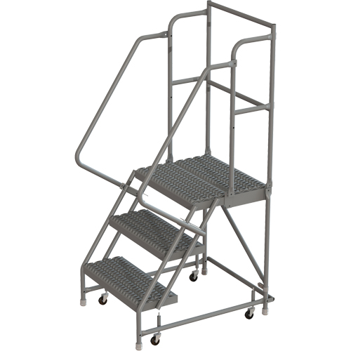 Deep Top Step Rolling Ladder, 3 Steps, 16" Step Width, 30" Platform Height, Steel Solutions industrielles ALPHA