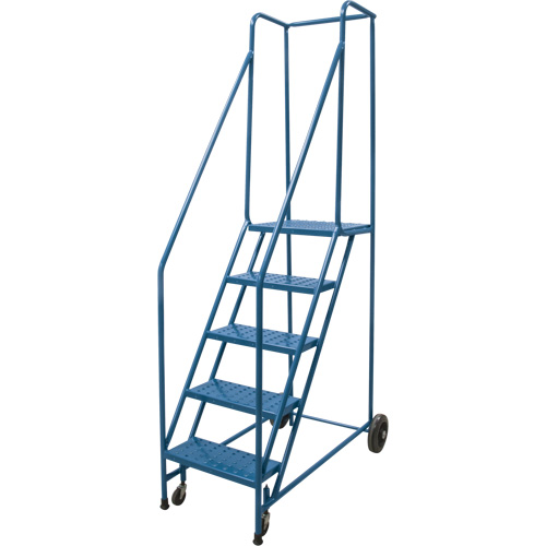 Rolling Step Ladder, 5 Steps, 18" Step Width, 46" Platform Height, Steel Solutions industrielles ALPHA
