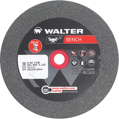 Bench Grinding Wheels, 6" x 1", 1" Arbor, 1 Solutions industrielles ALPHA