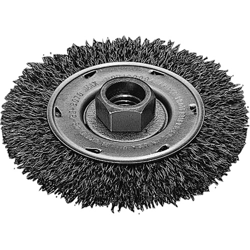 Disque m&eacute;tallique &agrave; fils torsad&eacute;s, Dia. 4", Fils 0,02", Arbre 5/8"-11, Acier inoxydable Solutions industrielles ALPHA