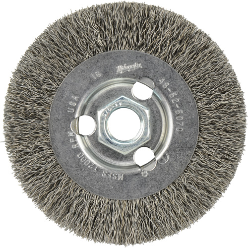 Crimped Wire Wheel, 4" Dia., 0.12" Fill, 5/8"-11 Arbor Solutions industrielles ALPHA