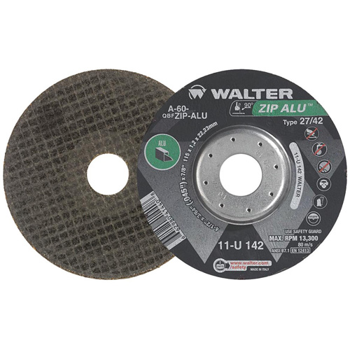 Zip Alu Cut-Off Wheel, 5" x 3/64", 7/8" Arbor, Type 27, Aluminum Oxide, 12200 RPM Solutions industrielles ALPHA