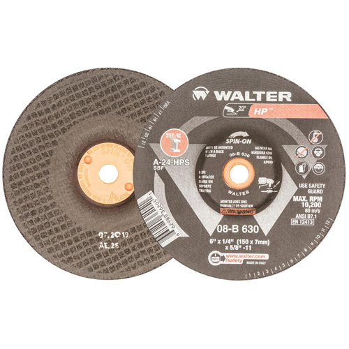 Disque de meulage et tronçonnage HP, 6" x 1/4", Arbre 5/8"-11, Oxyde d'aluminium, Type 27 Solutions industrielles ALPHA