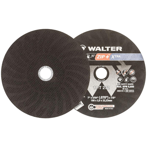 Zip+Xtra Heavy-Duty Cut-Off Wheel, 7" x 5/64", 7/8" Arbor, Type 1, Aluminum Oxide, 8600 RPM Solutions industrielles ALPHA
