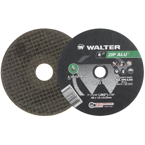 Meule &agrave; tronçonner Zip Alu, 7" x 3/64", Arbre de 7/8", Type 1, Oxyde d'aluminium, 8600 Tr/min Solutions industrielles ALPHA