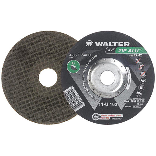 Meule &agrave; tronçonner Zip Alu, 6" x 3/64", Arbre de 7/8", Type 27, Oxyde d'aluminium, 10 200 Tr/min Solutions industrielles ALPHA
