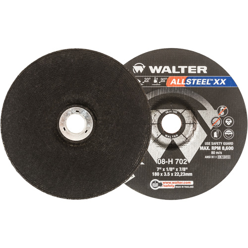 Meules &agrave; moyeu d&eacute;port&eacute; ALLSTEEL XX, 7" x 1/8", Arbre 7/8", Type 27 Solutions industrielles ALPHA