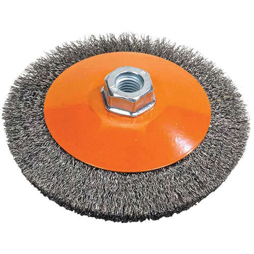 Meule soucoupe &agrave; fils cr&ecirc;p&eacute;s, 4" dia., Fils 0,012", Arbre 5/8"-11 Solutions industrielles ALPHA