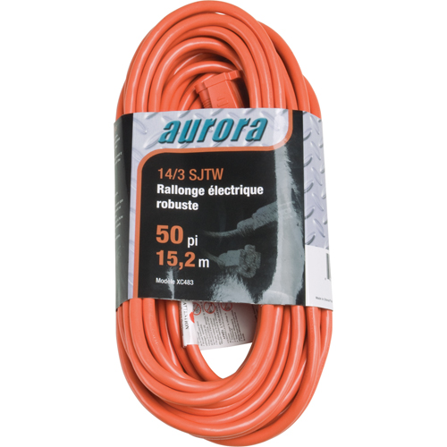 Cordon rallonge en vinyle, Ext&eacute;rieur, SJTW, AWG 14/3, 15 A, 50' Solutions industrielles ALPHA