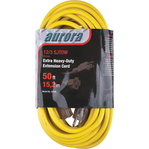 Cordon rallonge en vinyle avec indicateur lumineux, Ext&eacute;rieur, SJTOW, AWG 12/3, 15 A, 50' Solutions industrielles ALPHA